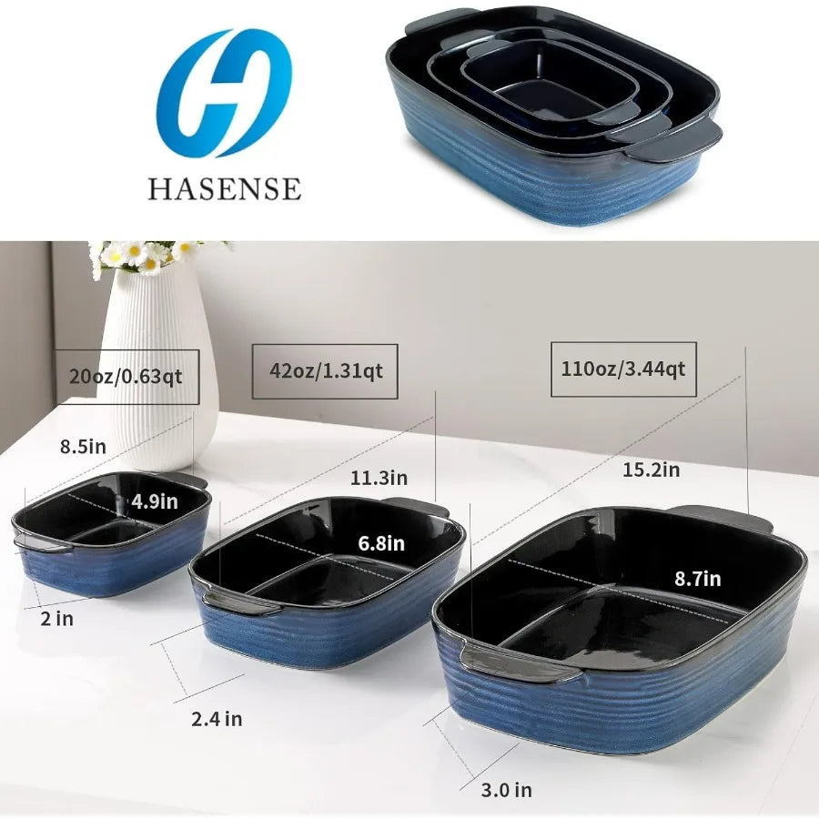 3-Piece Ceramic Casserole Dish Set