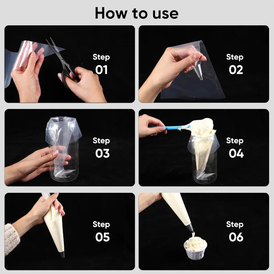 100-Pack Piping Bags (12/16/18/21 Inch)