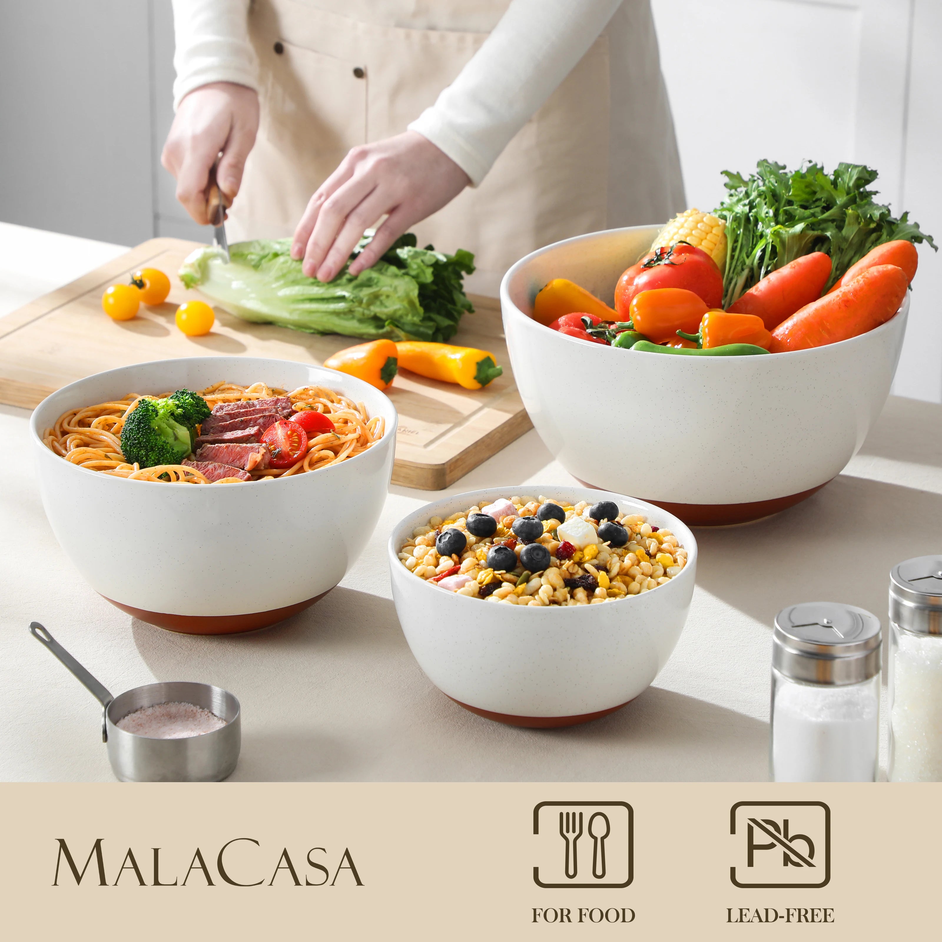 MALACASA 6-Piece Ceramic Mixing Bowl Set