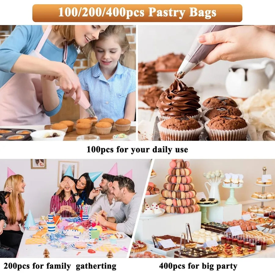 100-Pack Piping Bags (12/16/18/21 Inch)