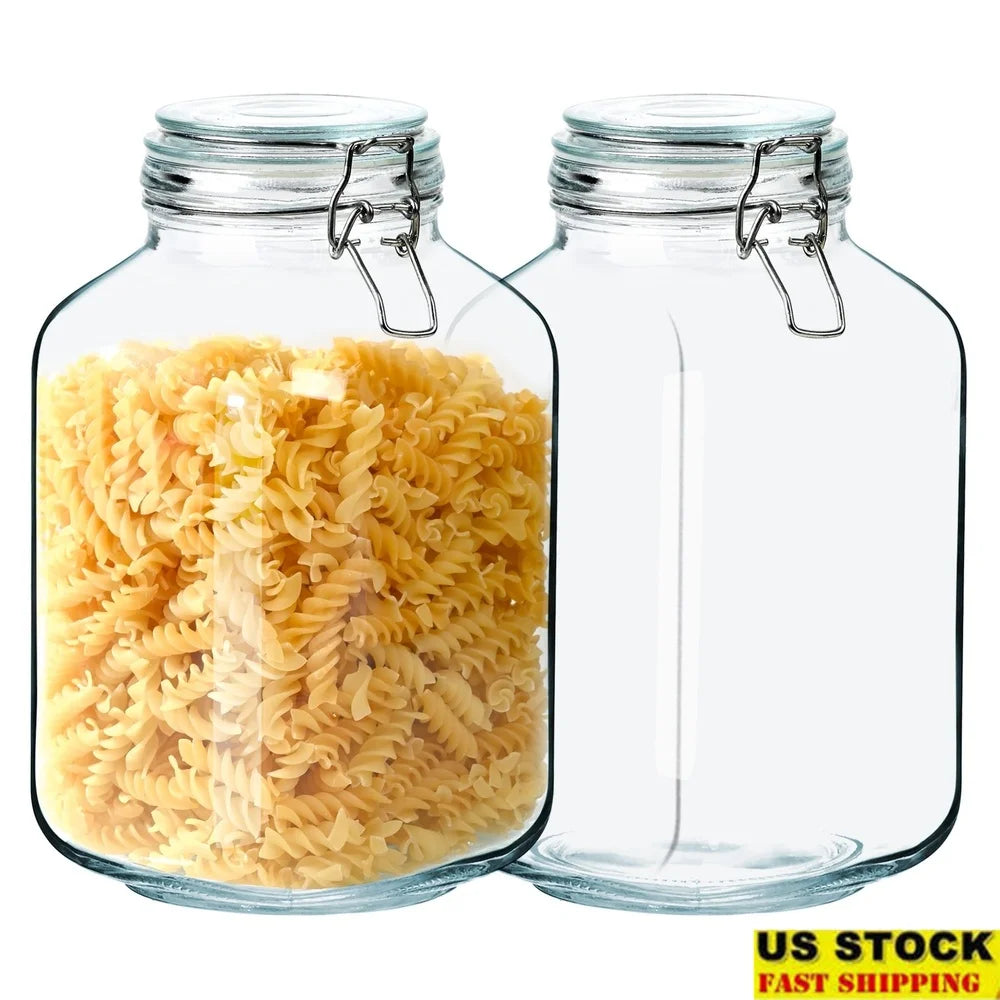 2-Pack Transparent Glass Storage Jars