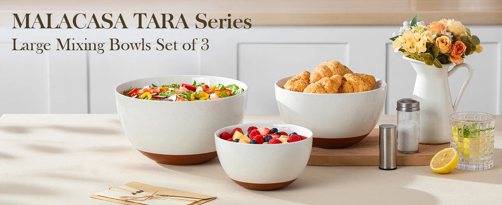 MALACASA 6-Piece Ceramic Mixing Bowl Set
