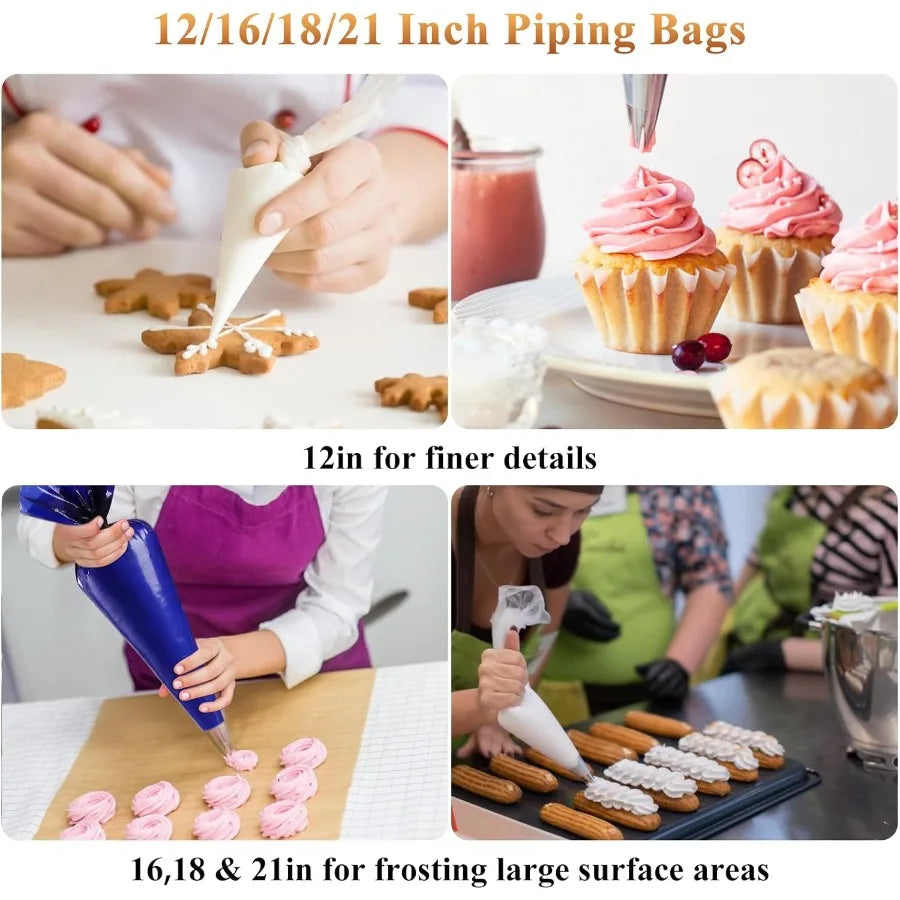 100-Pack Piping Bags (12/16/18/21 Inch)